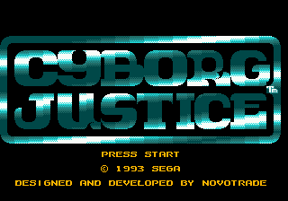 Cyborg Justice (USA, Europe) Title Screen